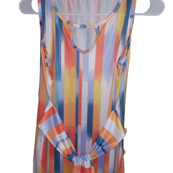 New Watercolor Tie Front Midi Dress - Picture 3 of 3